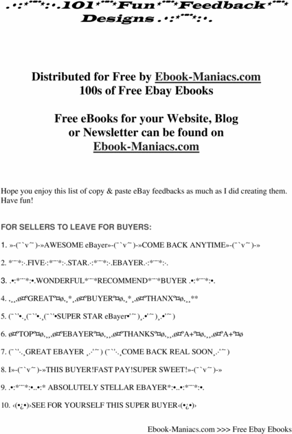 Product picture 101 FUN FEEDBACK DESIGNS